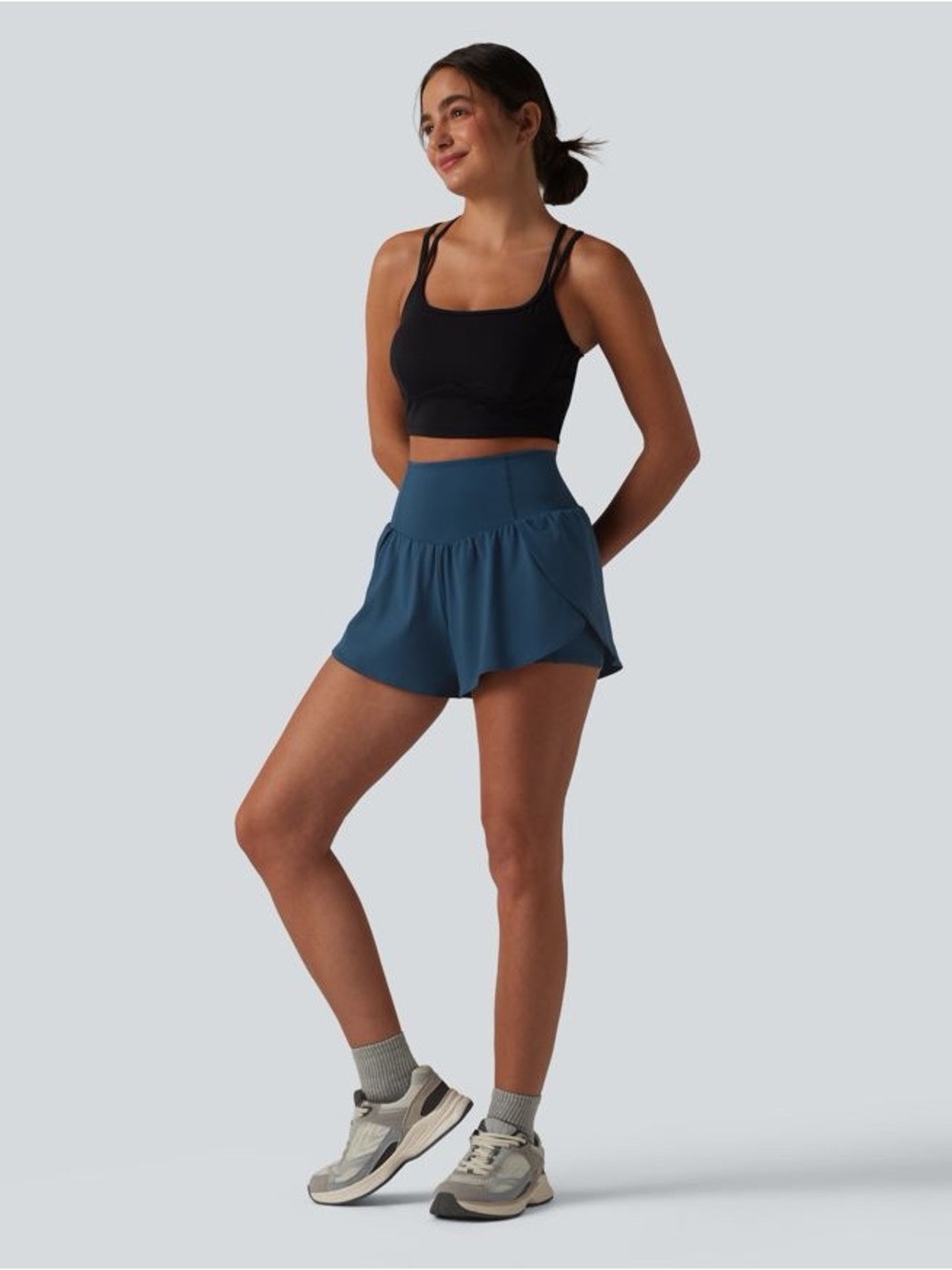 Halara SoftlyZero™ Airy High Waisted Tummy Control 2-in-1 Curved Hem - NAVY